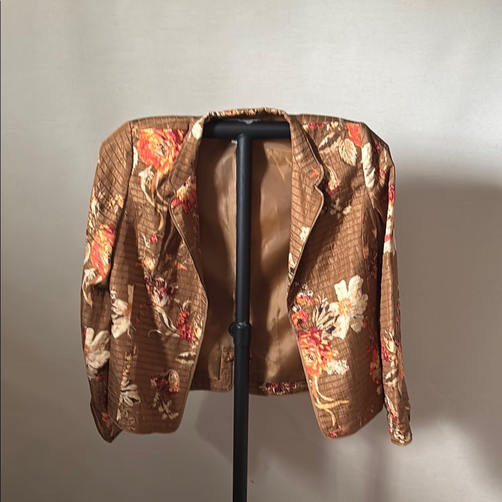 Nexx Floral Patterned Brown Blazer